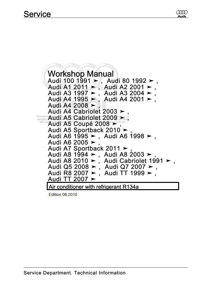 audi a7 2011 workshop manual