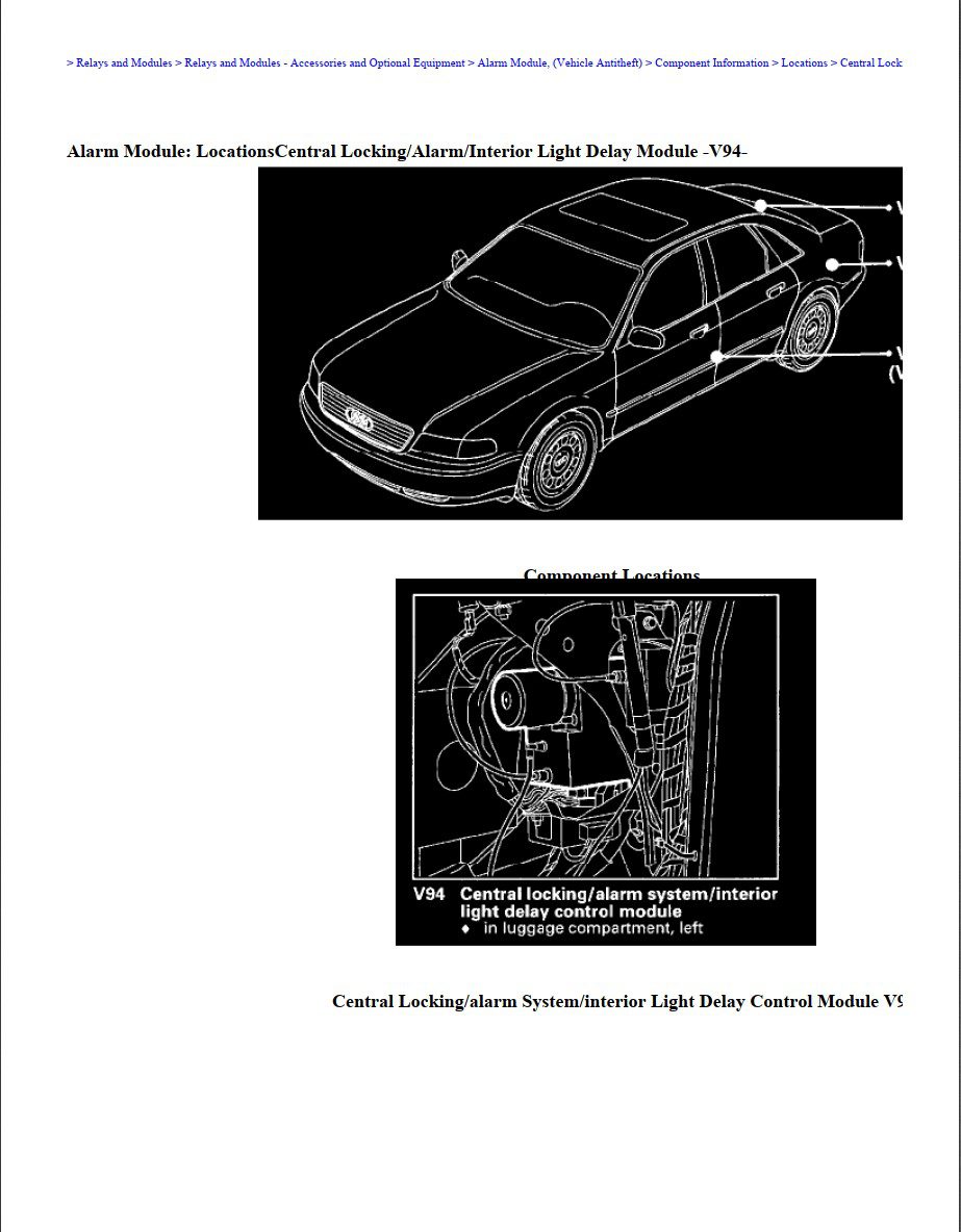 audi a8 1997 sedan v8 3.7l workshop manual