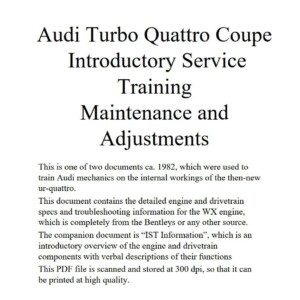 audi quattro 1982 workshop manual