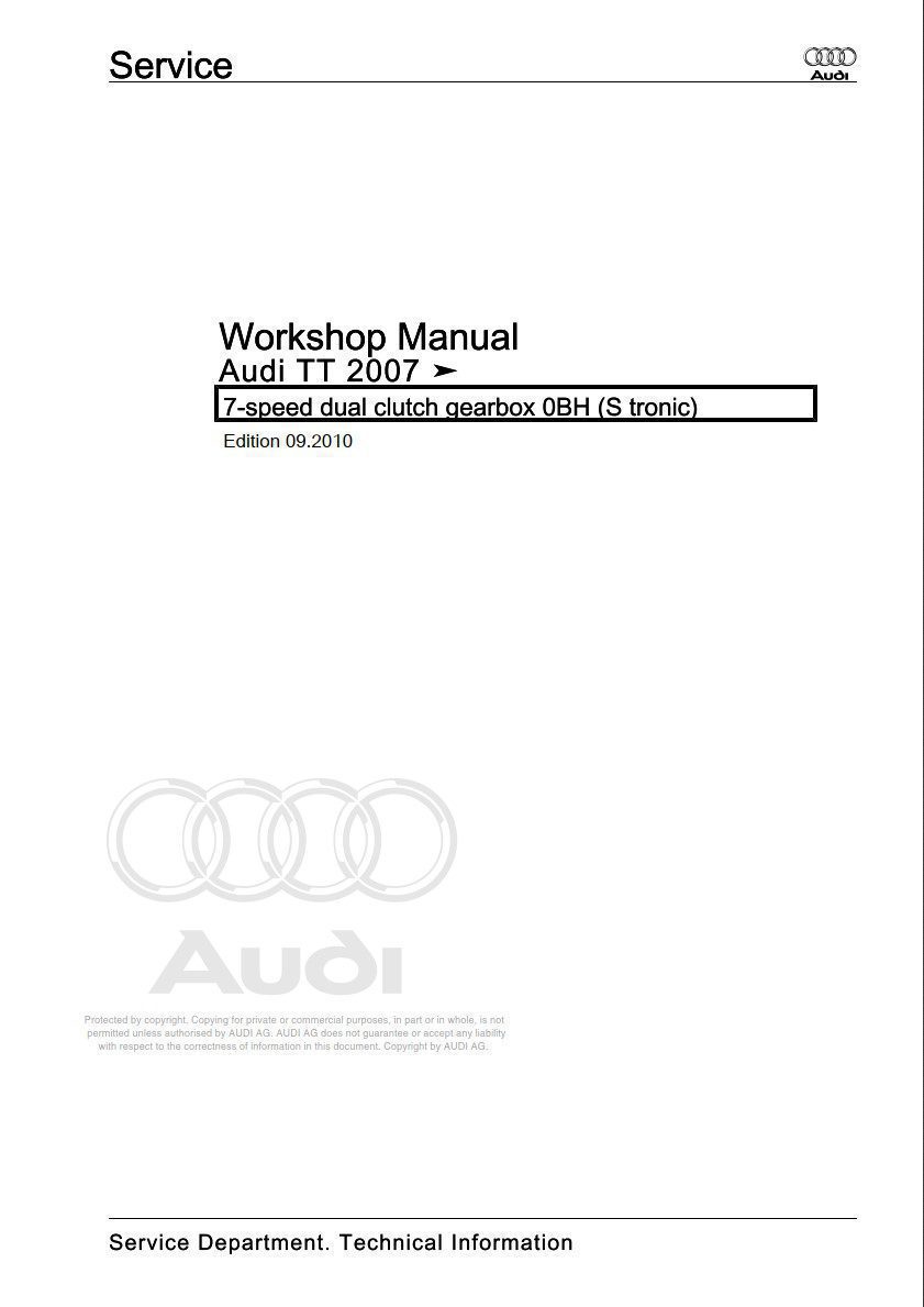 audi tt 2007 workshop manual