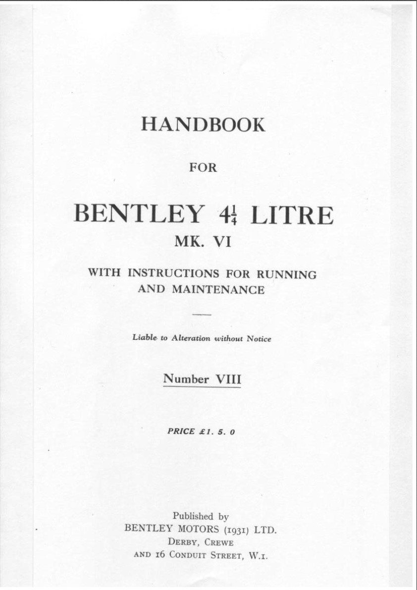 bentley 4.25 l mk6 1931 service manual