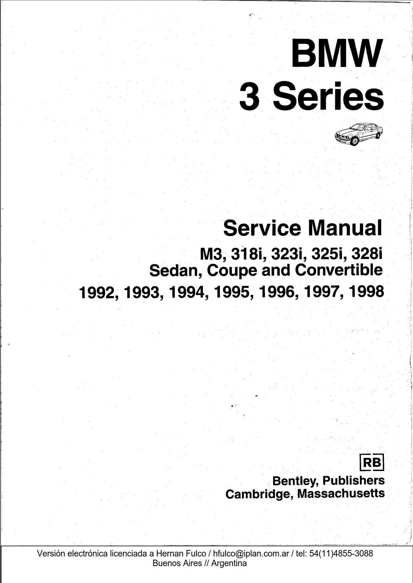 bmw 323 1992 1998 e36 workshop manual