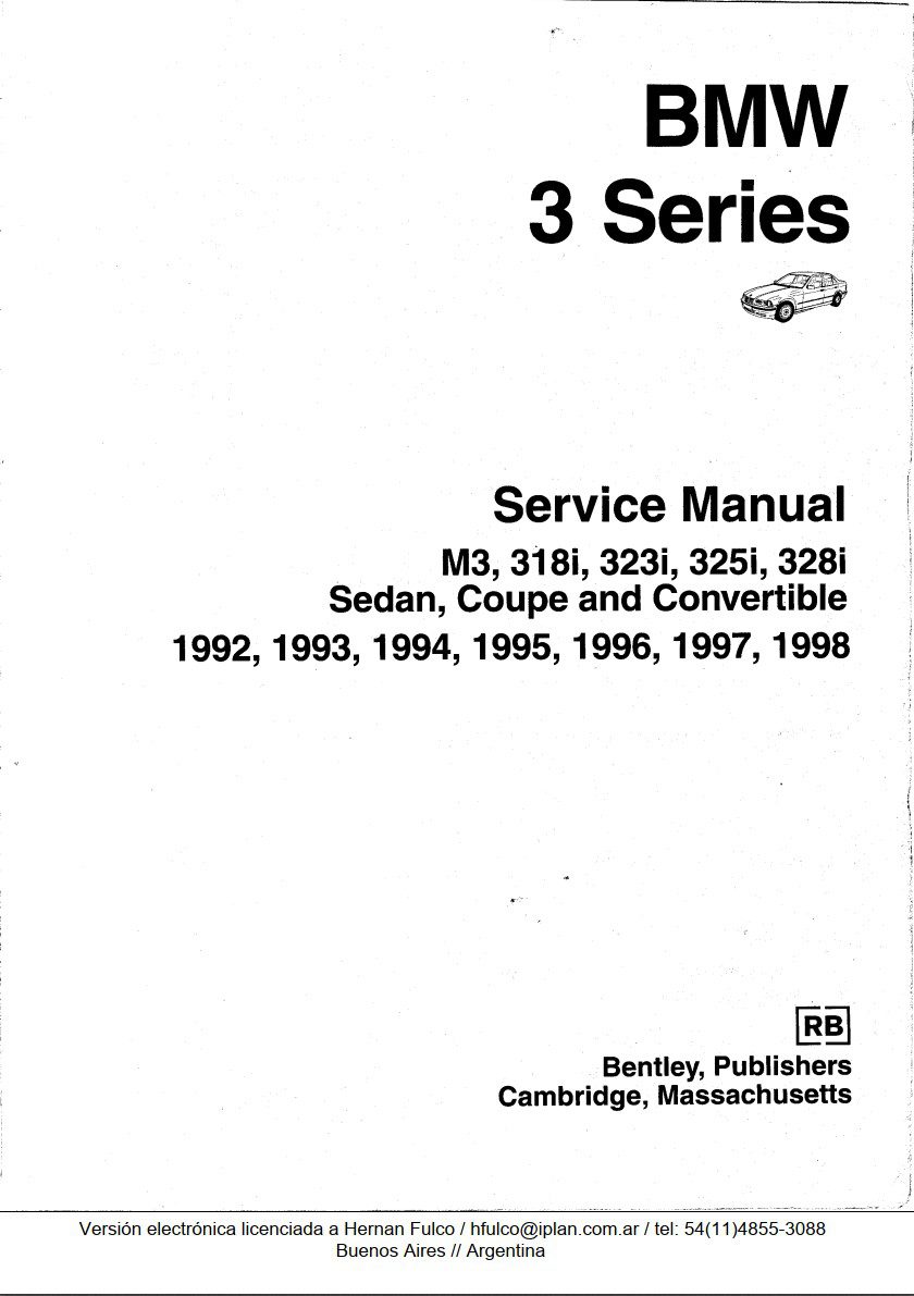bmw m3 1992 1998 e36 workshop manual