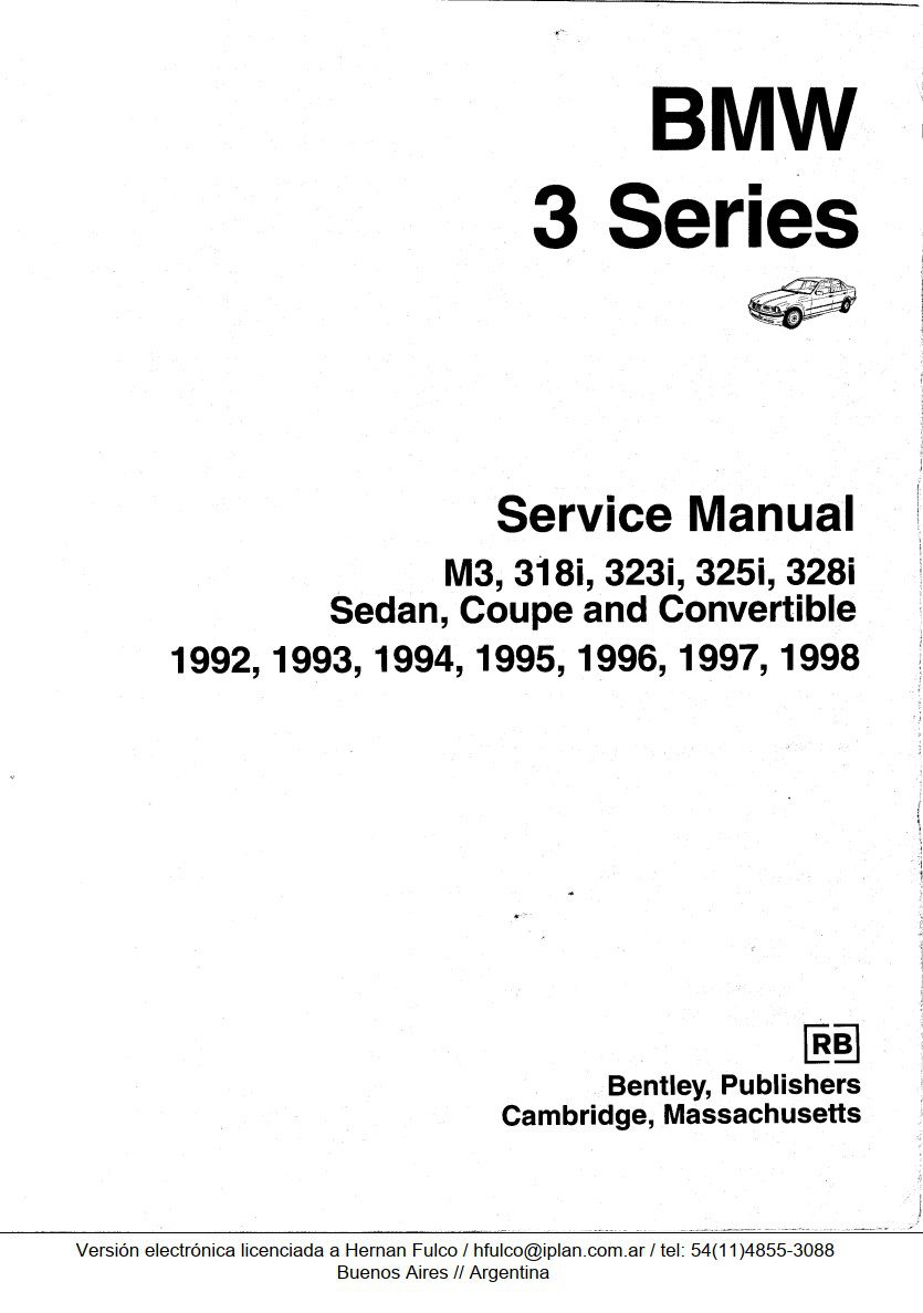 bmw m3 1992 1998 workshop manual