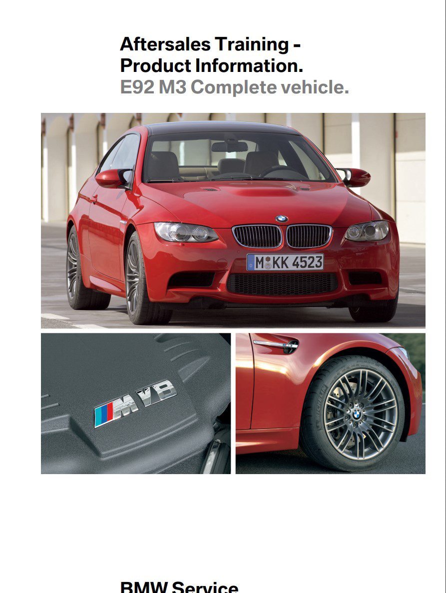 bmw m3 workshop manual aftersales training