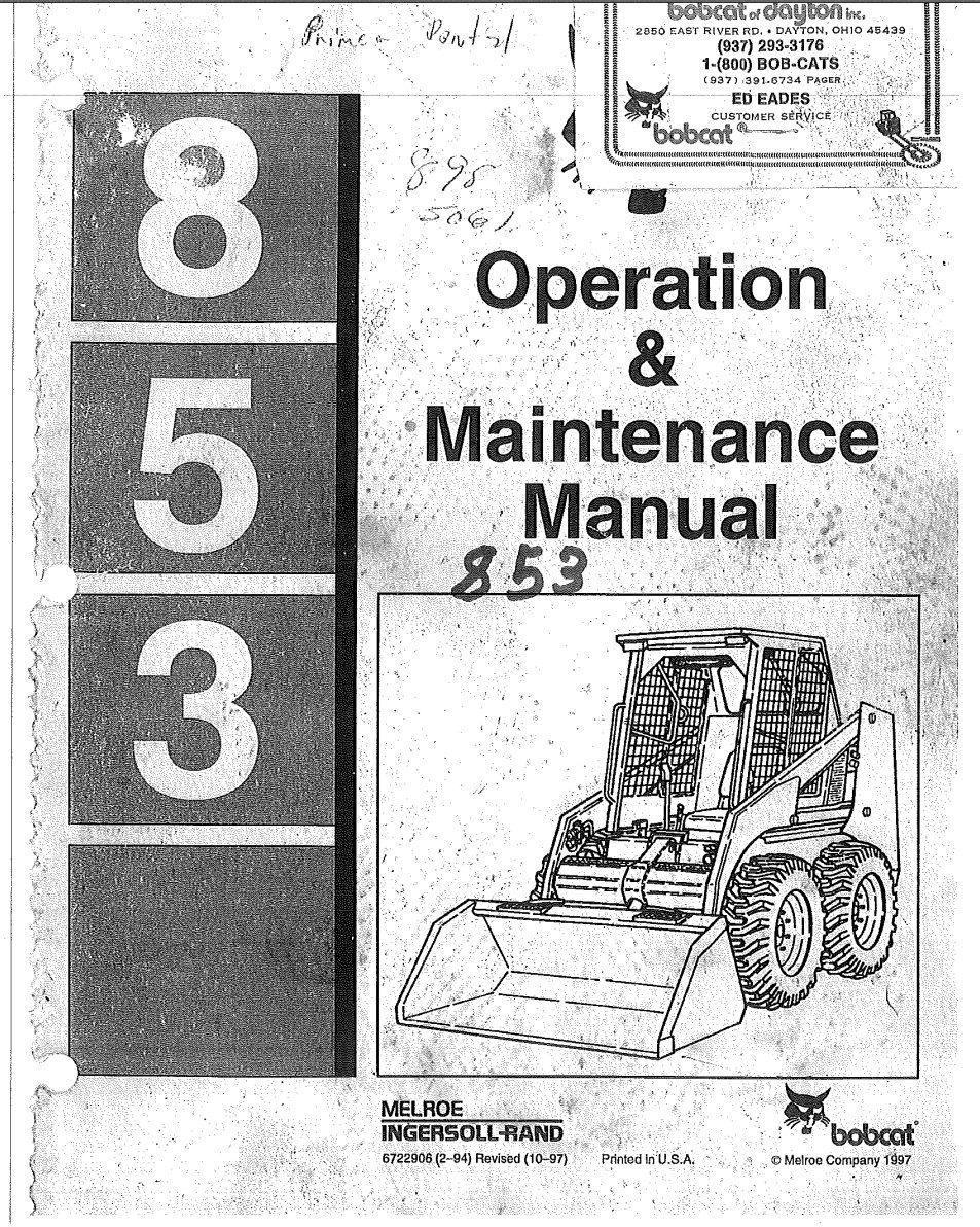 bobcat 853 operator manual