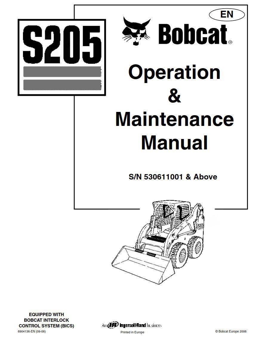 bobcat s205 operation and maintenance manual