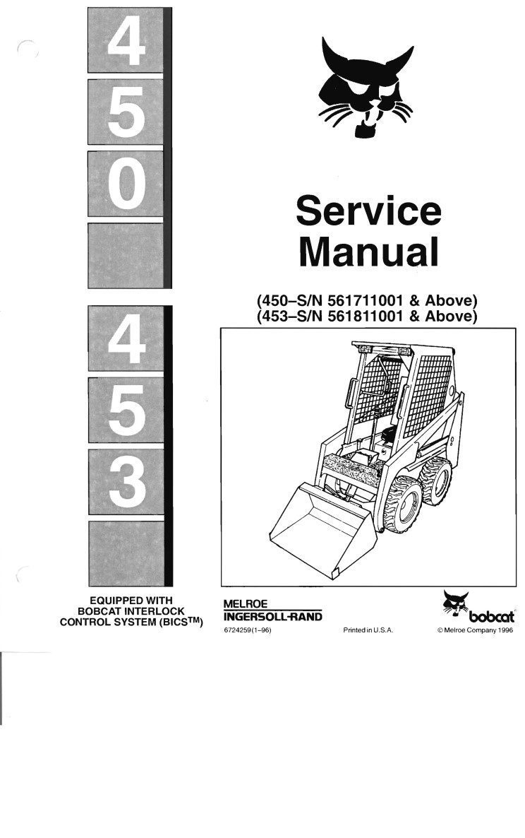 bobcat skid steer 450 453 service manual