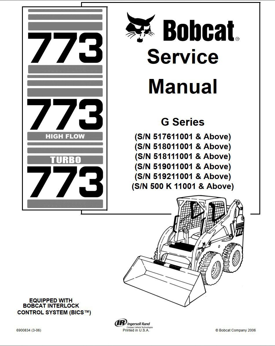 bobcat skid steer 773 service repair manual
