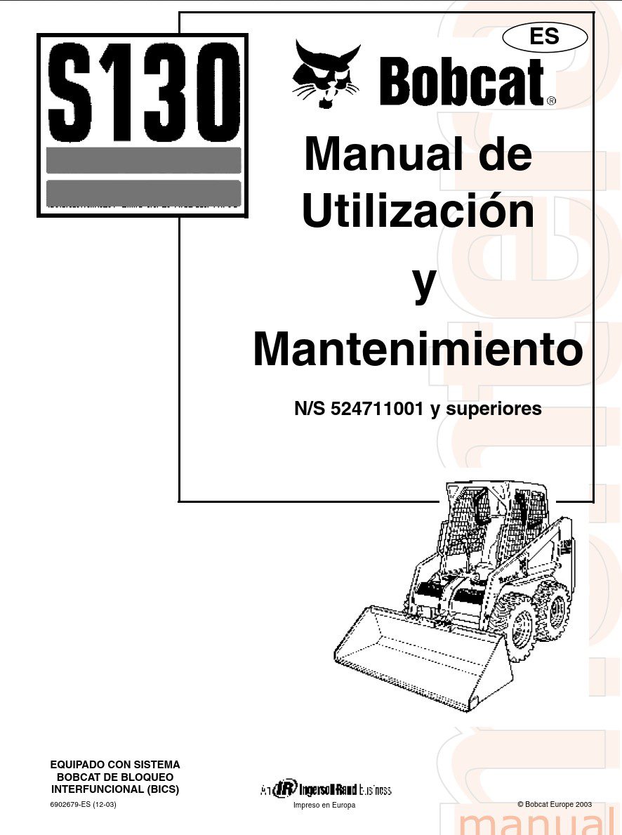 bobcat skid steer s130 service manual