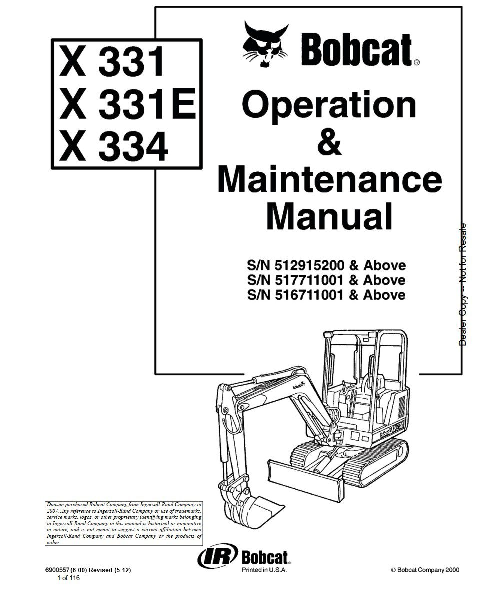 bobcat x331 x331e x334 operation and maintenance manual