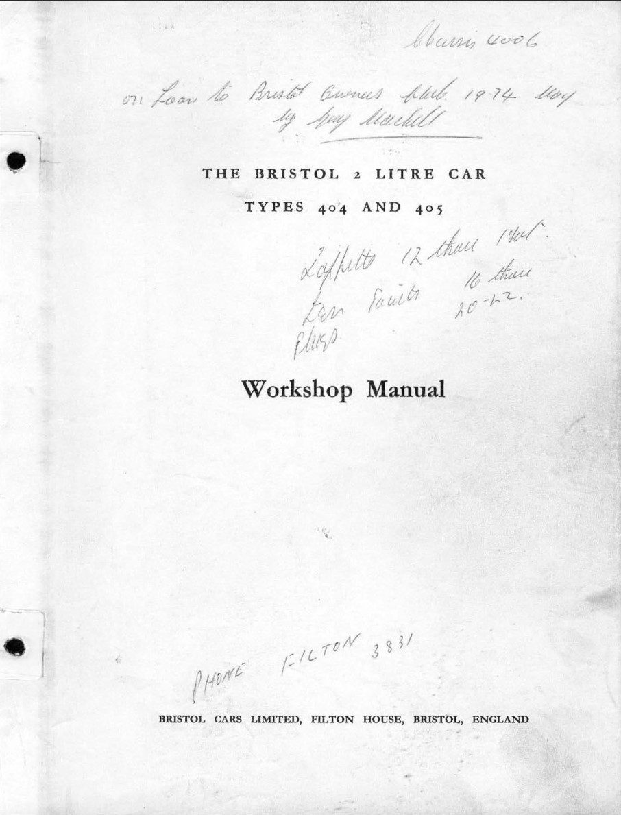 bristol 404 405 workshop manual