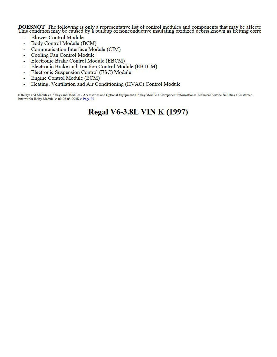 buick regal 1997 v6 3.8l workshop manual