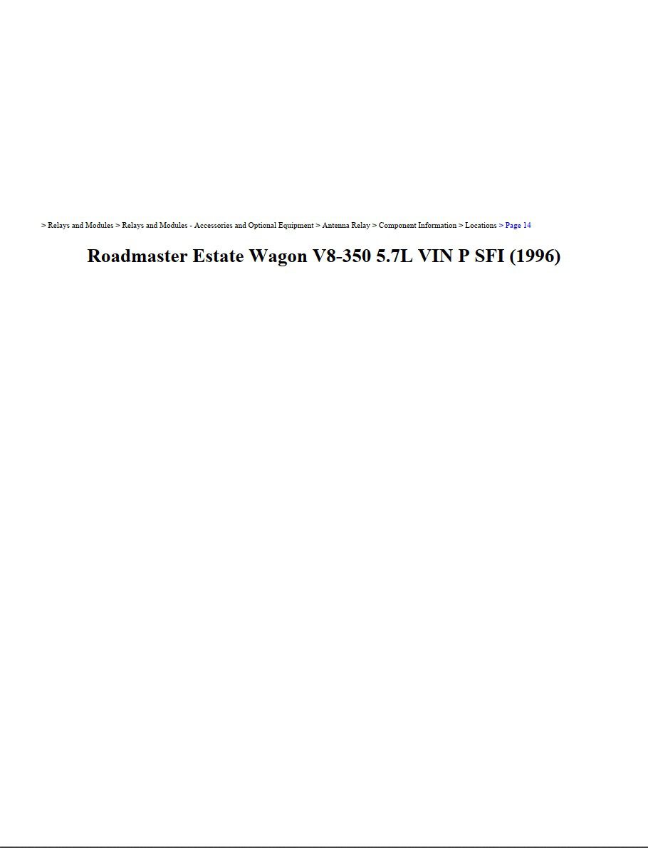 buick roadmaster 1996 estate wagon v8 5.7l workshop manual