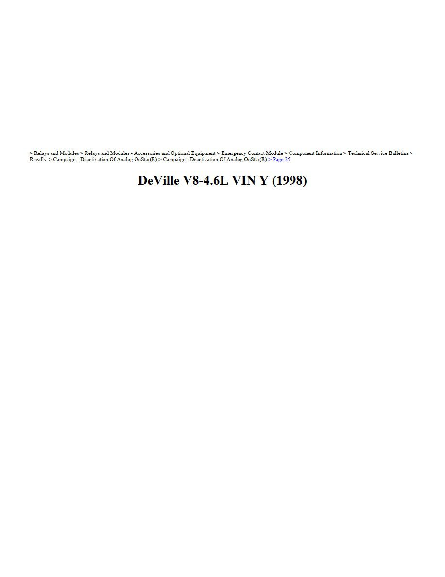 cadillac deville 1998 4.6l vin y workshop manual