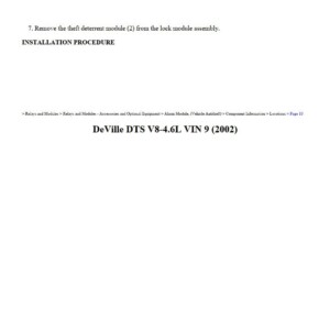 cadillac deville 2002 v8 4.6l workshop manual