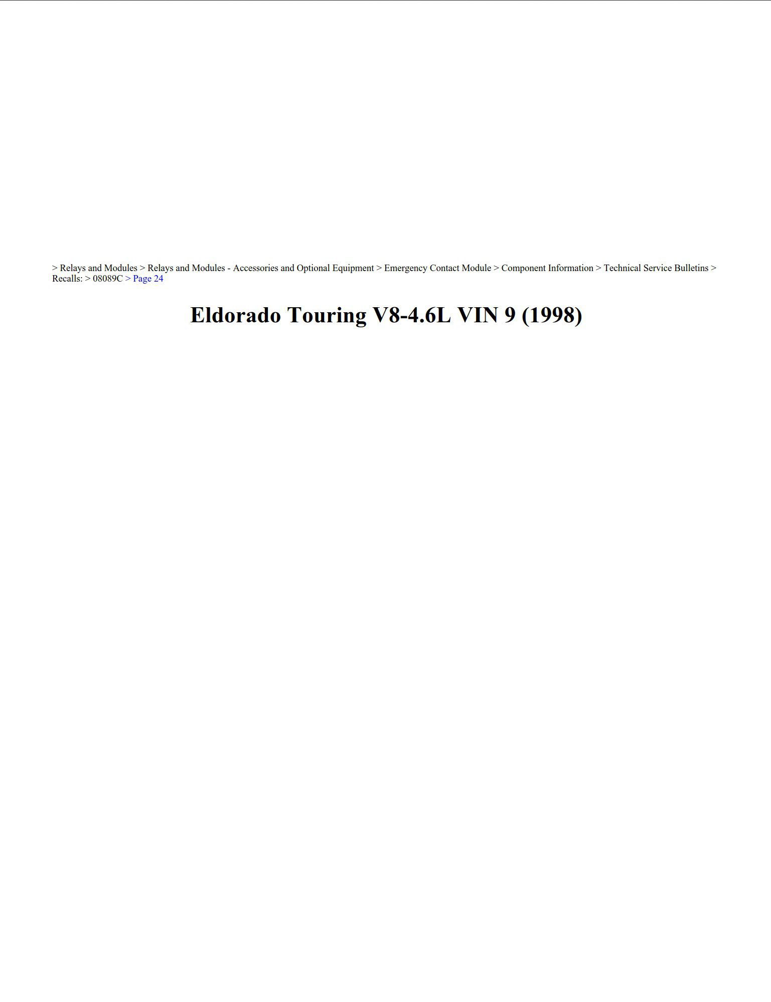 cadillac eldorado 1998 4.6l workshop manual