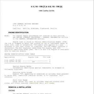 cadillac fleetwood 1988 workshop manual