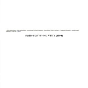cadillac seville 1994 sls v8 4.6l workshop manual