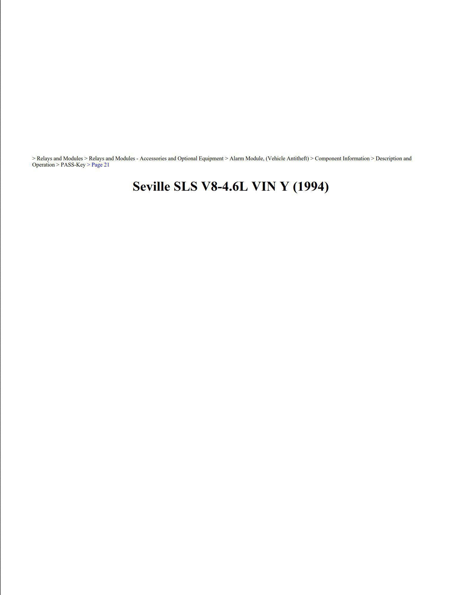 cadillac seville 1994 sls v8 4.6l workshop manual