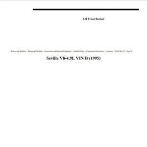 cadillac seville 1995 v8 4.9l workshop manual