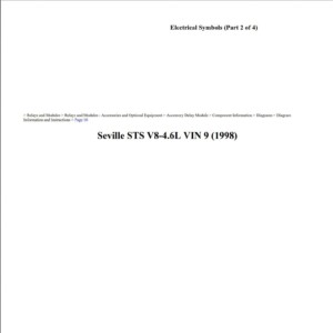 cadillac seville 1998 sts 4.6l vin 9 workshop manual