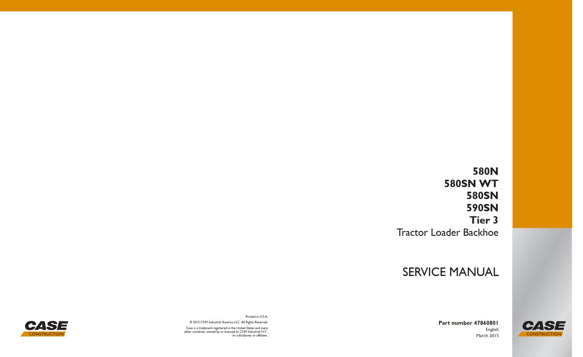 case 580n, 580sn wt, 580sn, 590sn service manual
