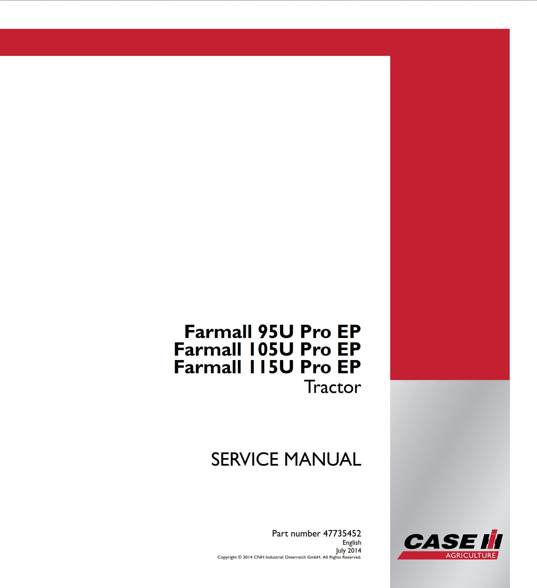 case ih u115 (farmall 95u pro ep farmall 105u pro ep farmall 115u pro ep) service manual