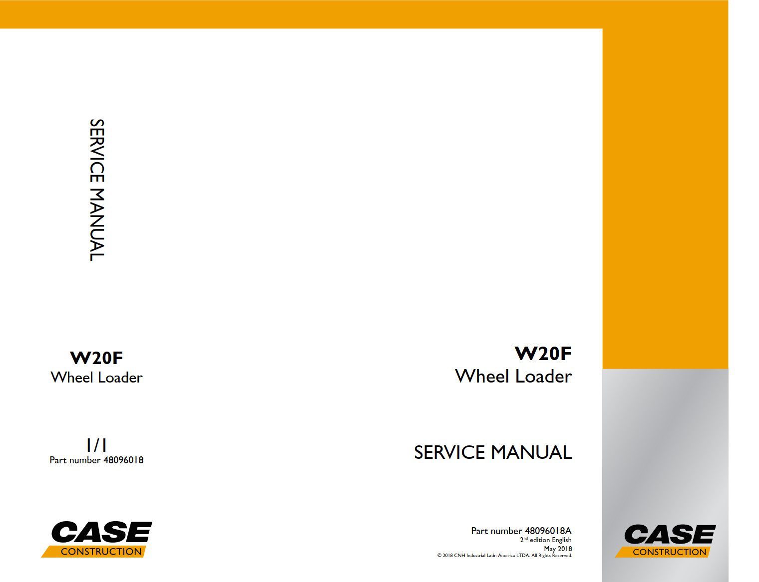 case w20f wheel loader service manual