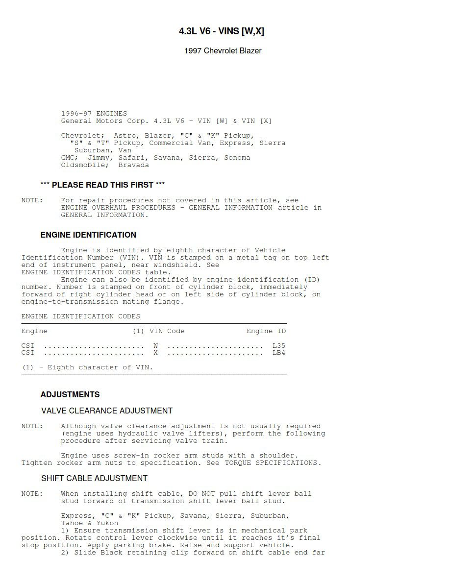chevrolet astro 1997 workshop manual