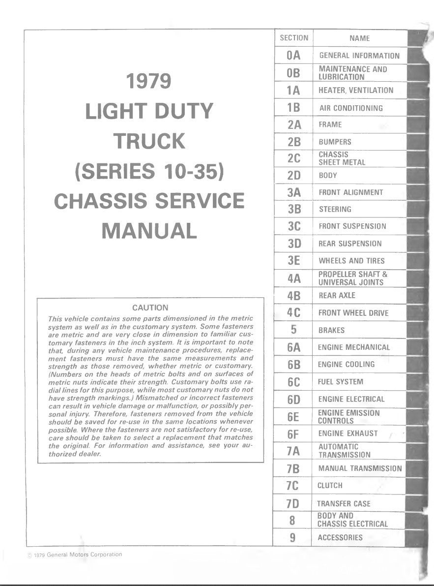 chevrolet blazer 1979 workshop manual