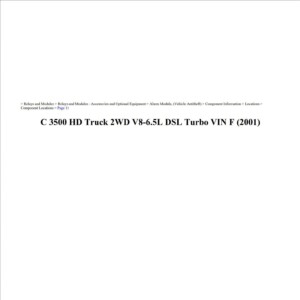 chevrolet c series truck 2001 c 3500 v8 6.5l workshop manual