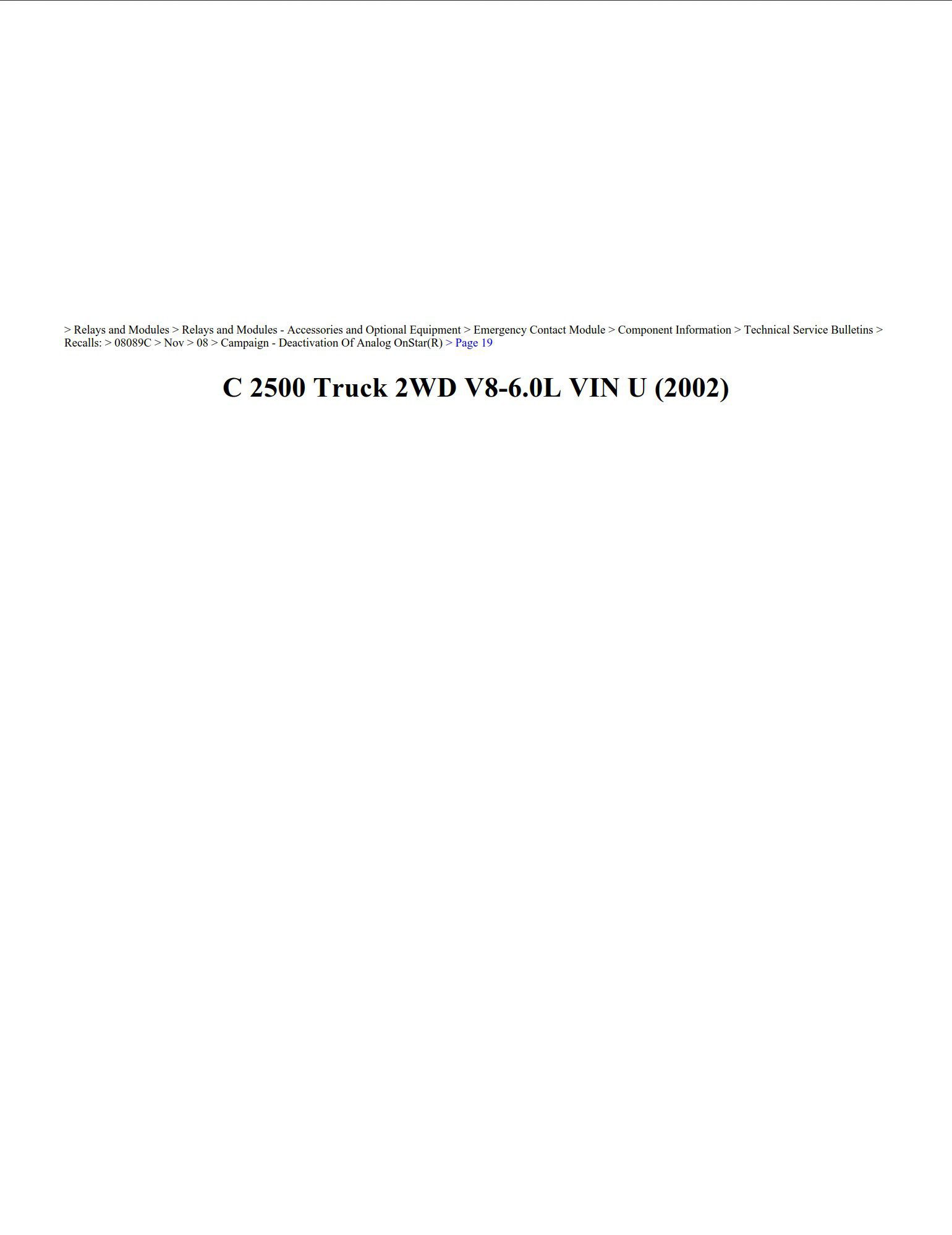 chevrolet c series truck 2002 c2500 truck v8 6.0l workshop manual