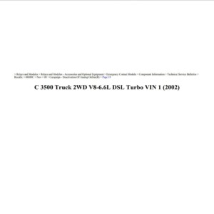 chevrolet c series truck 2002 c3500 truck v8 6.6l workshop manual