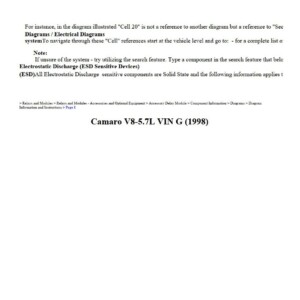 chevrolet camaro 1998 5.7l workshop manual