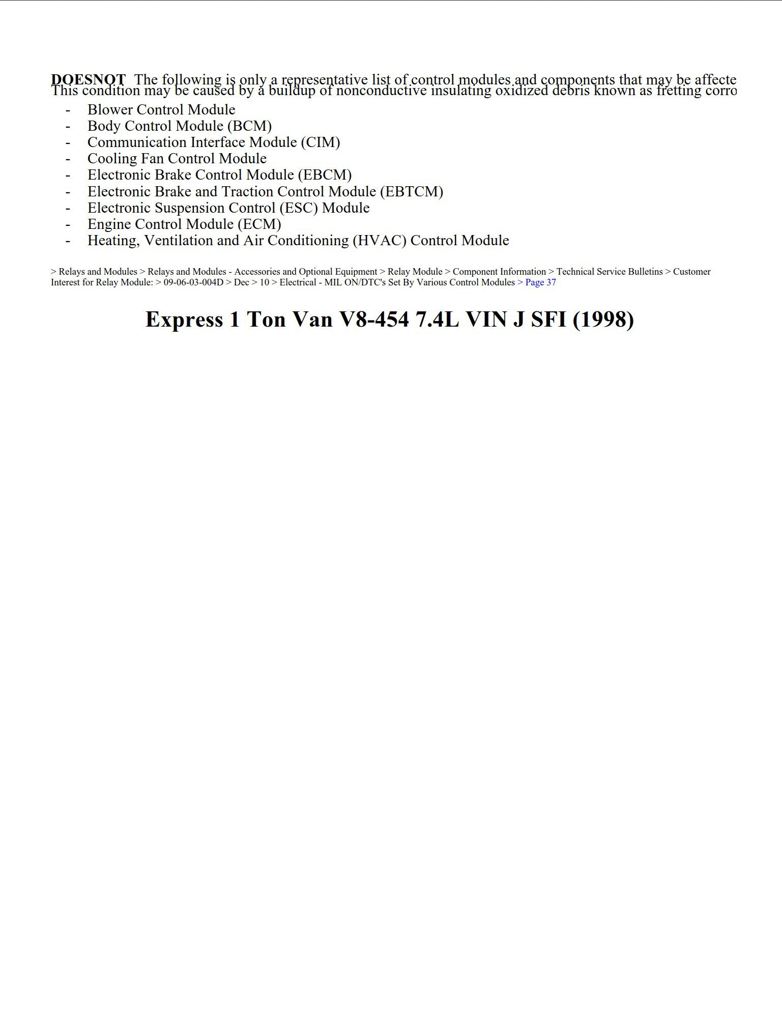 chevrolet express 1998 1 ton van 7.4l sfi workshop manual