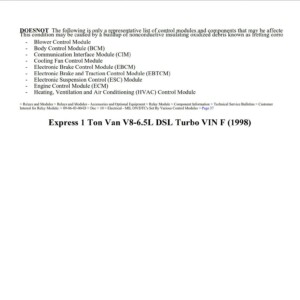 chevrolet express 1998 6.5l dsl turbo workshop manual