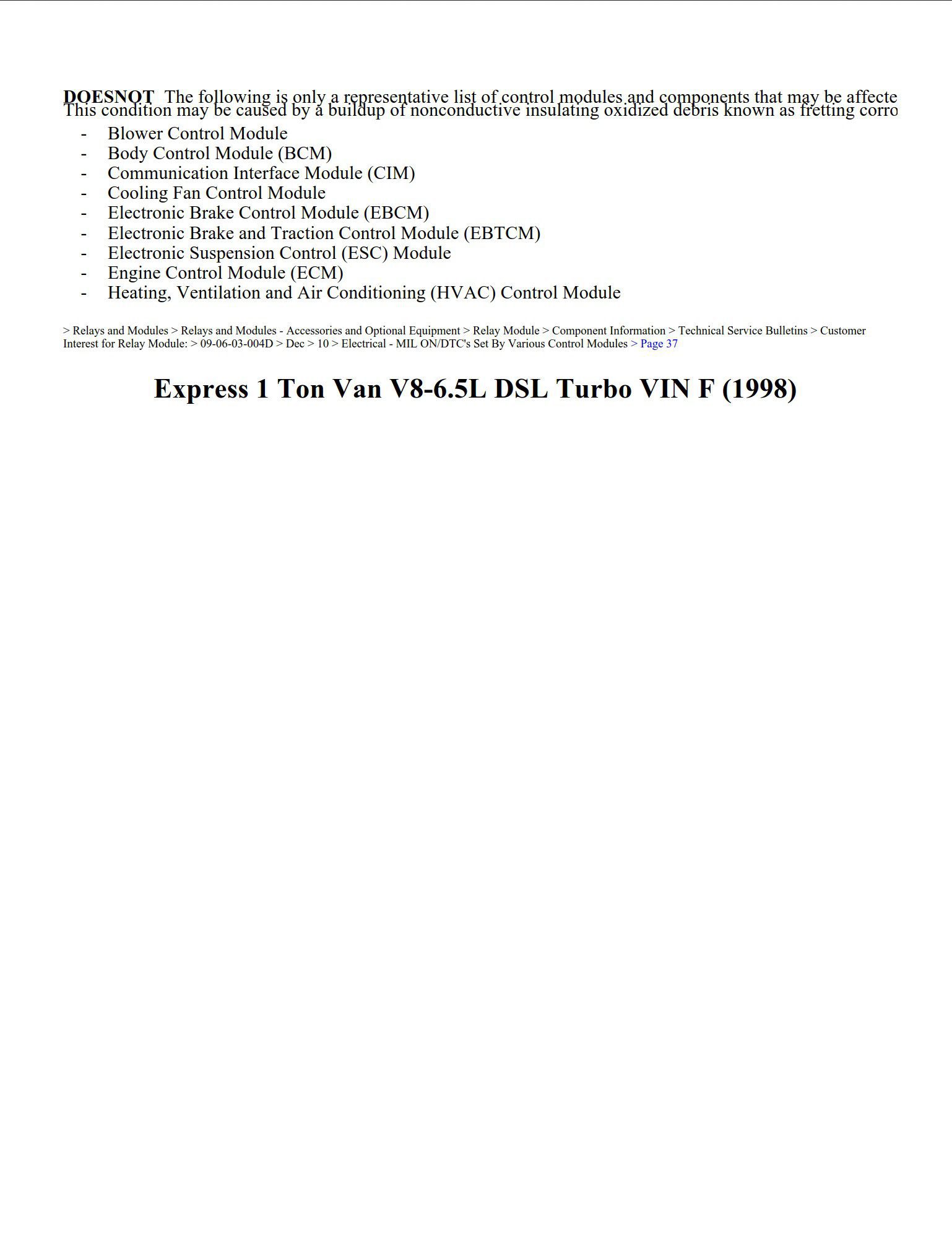 chevrolet express 1998 6.5l dsl turbo workshop manual