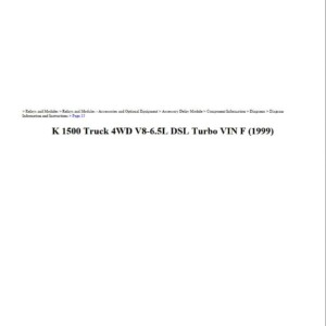 chevrolet k1500 1999 6.5l dsl turbo workshop manual