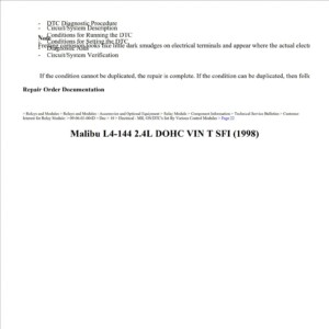 chevrolet malibu 1998 2.4l dohc sfi workshop manual