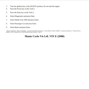 chevrolet monte carlo 2000 v6 3.4l workshop manual