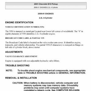 chevrolet s10 2001 workshop manual