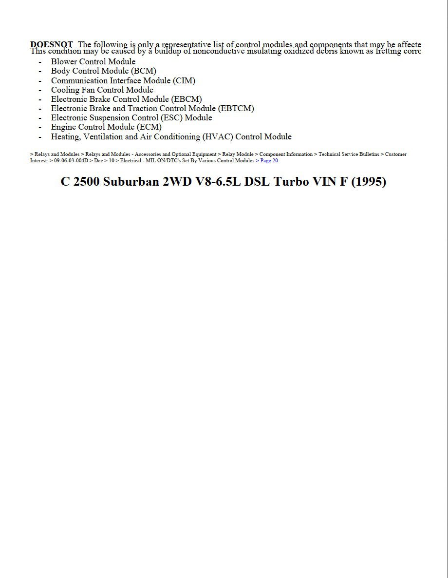 chevrolet suburban 1995 2wd v8 6.5l dsl turbo workshop manual