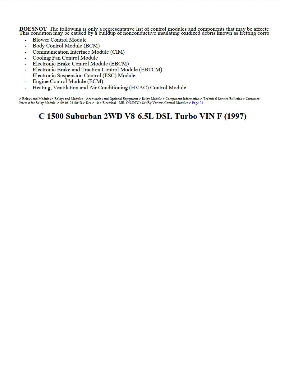chevrolet suburban 1997 2wd v8 6.5l dsl turbo workshop manual