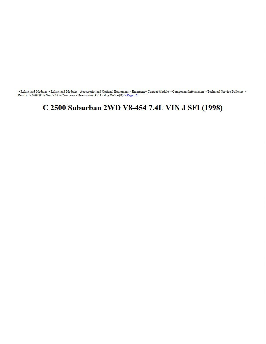 chevrolet suburban 1998 c 2500 2wd 7.4l sfi workshop manual