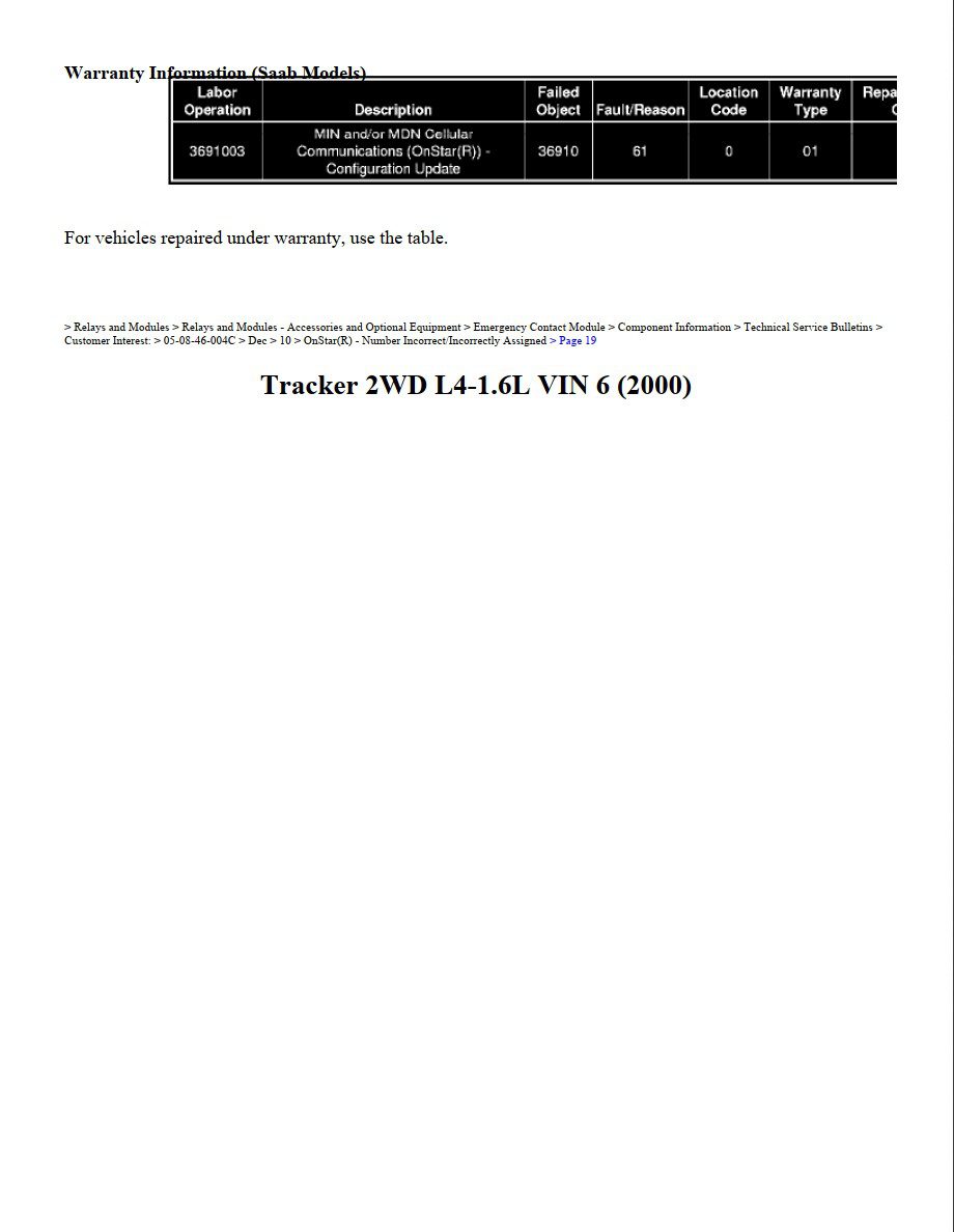chevrolet tracker 2000 1.6l vin 6 workshop manual