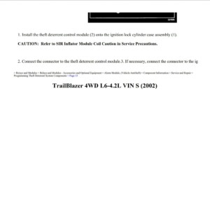 chevrolet trailblazer 2002 4.2l workshop manual