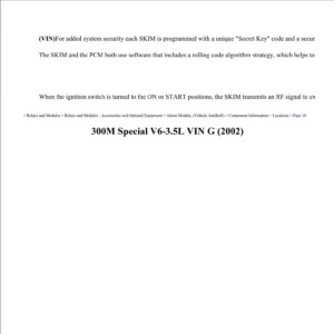 chrysler 300m 2002 v6 3.5l workshop manual