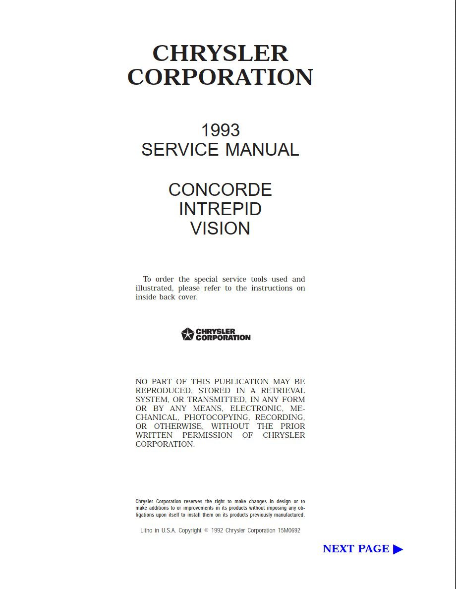 chrysler new yorker 1993 workshop manual