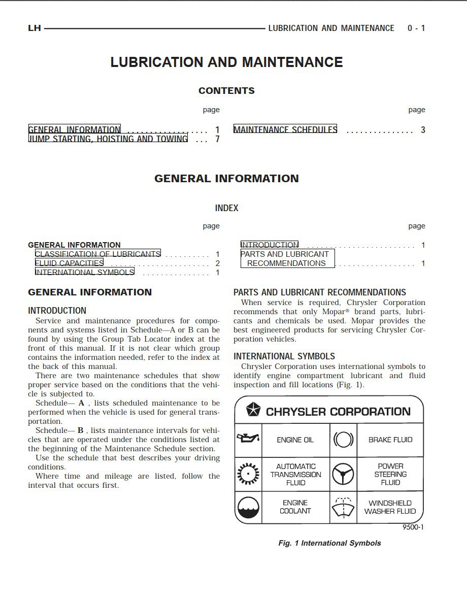 chrysler new yorker 1997 workshop manual